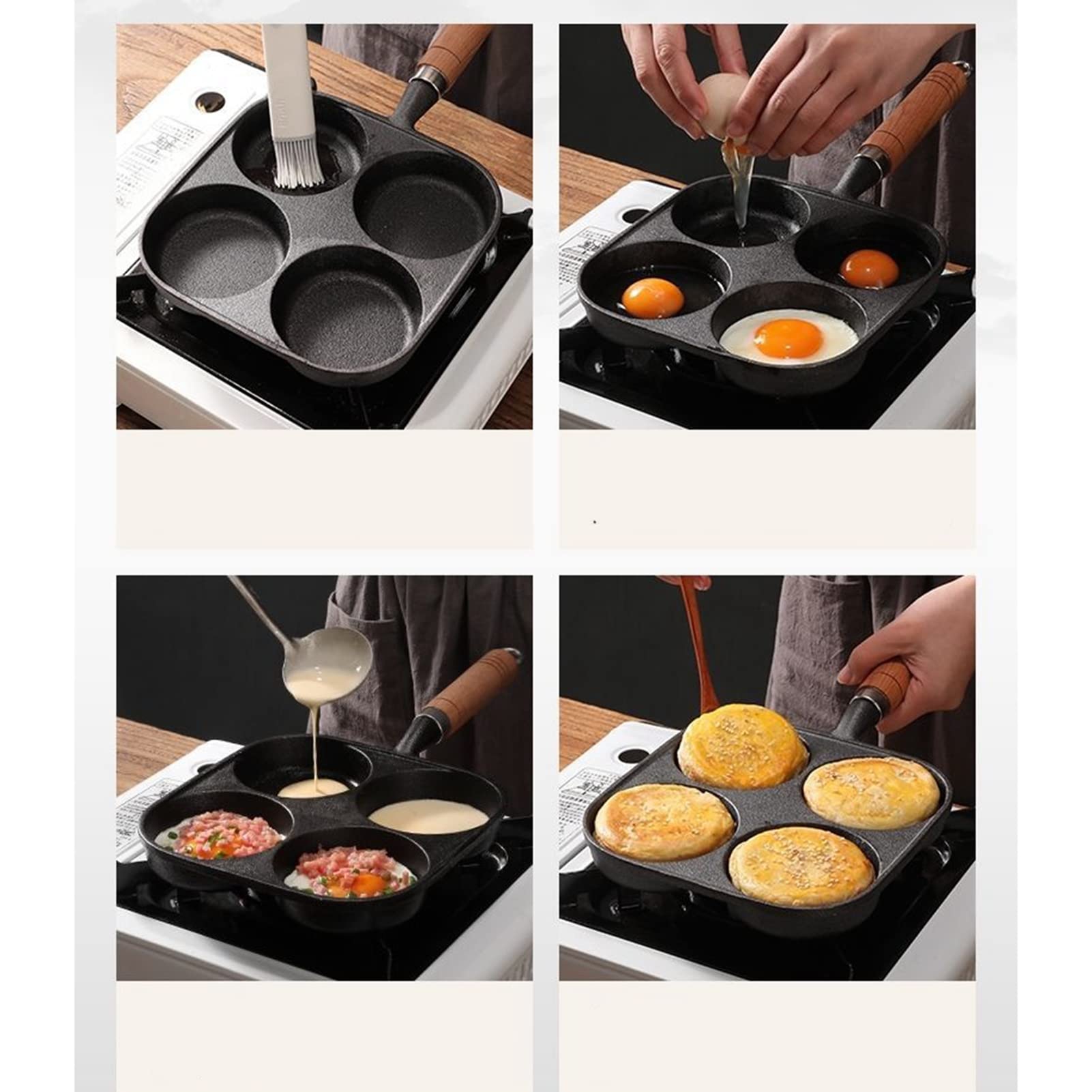 Egg Frying Pan Nonstick 4 Cups Pancake Pan Easy Clean Egg Cooker Omelet Pan for Breakfast, Plett, Crepe Pan, Suitable for Induction Cooker Electric Ceramic Stove