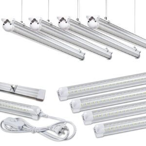 skymoatled 8pack 8ft led shop light garage light,100w 6000k white light 15000lm super bright,hanging/surface mount,linkable t8 led tube lights for garage,warehouse, workshop,plug and play