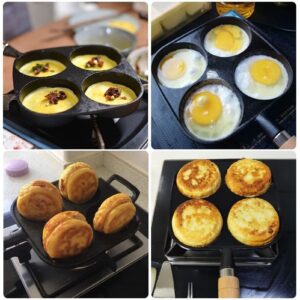 Egg Frying Pan Nonstick 4 Cups Pancake Pan Easy Clean Egg Cooker Omelet Pan for Breakfast, Plett, Crepe Pan, Suitable for Induction Cooker Electric Ceramic Stove