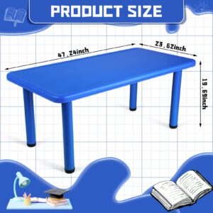 Wesiti Kids Activity Table Rectangular 47.24 x 23.62 Inch Children School Classroom Table Portable Plastic Daycare Preschool Table Kids Play Table Furniture for Boy Girl Reading Drawing (Blue,1 Pcs)