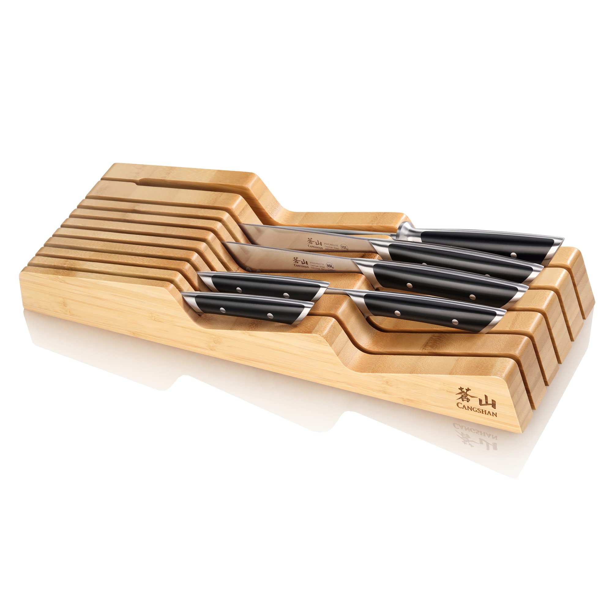 Cangshan HELENA Series German Steel Forged BBQ Knife Set (Black, 8-Piece In-Drawer Set)