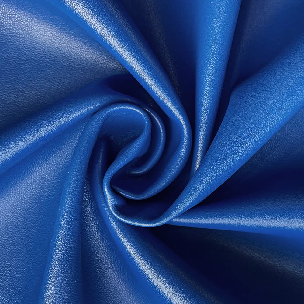 Faux Leather Fabric 1 Yard 54" x 36" Soft Solid Color Crafts Material 0.9mm Thick Perfect for Upholstery Covers, Bags, Leather Clothing and Accessories (Blue)