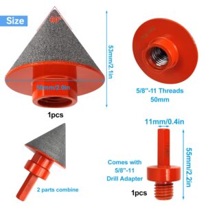 3PCS Diamond Beveling Chamfer Bits Set, Diamond Drill Bits for Ceramic with 5/8"-11 Drill Adapter, Tile Drill Cone Grinder Bit for Existing Holes Enlarging, Trimming, Orange