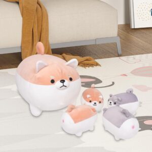 Shiba Inu Plush, 5 PCS Shiba Inu Stuffed Animal Family, 15.8" Corgi Plushie Cute Soft Plush Pillow Toy Anime Kawaii Plush Soft Corgi Pillow,Dog Mommy with 4 Puppies Plush Toy Gifts for Boys Girls