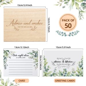 Ctosree 50 Pcs Advice and Wishes Card for The New Mr and Mrs Wedding Advice Card for Bridal Shower with 1 Advice Card Box Reception Guest Book for Bride Groom Newlywed Engagement Party Decoration