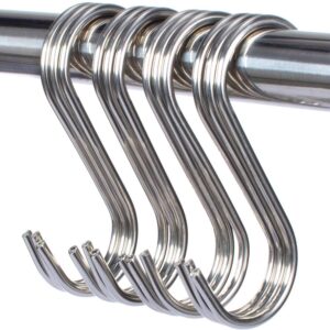 HTBMALL 20-Pack S Hooks - Stainless Steel Heavy Duty S Hooks for Hanging pots, Pans, Plants, Coffee Mugs, Towels in Kitchen and Bathroom, Coat, Bag, Work Shop, Perfect Rack Hooks