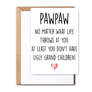 funny pawpaw card, no matter what life throws at you at least you don't have ugly grand children, greeting birthday card, father's day card