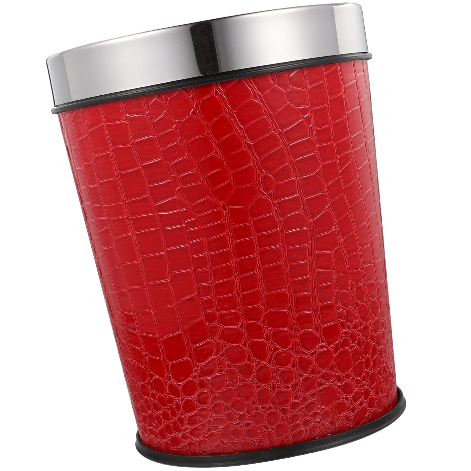 STOBOK Red Leather Trash Can, Open-Top, 11" x 11" x 11"