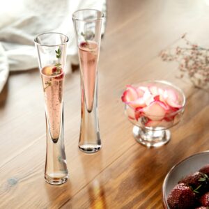 NUTRIUPS Hand Blown 5oz-2 Pack Champagne Flutes Glasses, Clear Crystal Glass Champagne Glasses