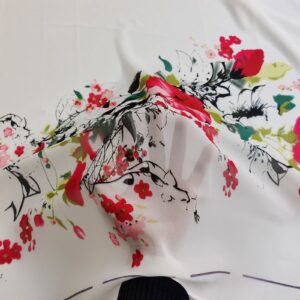 58 Inches White Flower Positional Print Chiffon Fabric Wedding Decoration Fashion Fabric Material Digital Print 75D Chiffon Evening Dress Sewing Material