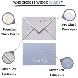 Heavy Duty Thank You Cards with Envelopes - 36 PK - Silver Thank You Notes 4x6 Inches Baby Shower Thank You Cards Wedding Thank You Cards Small Business Graduation Funeral Teacher (Dusty Blue)