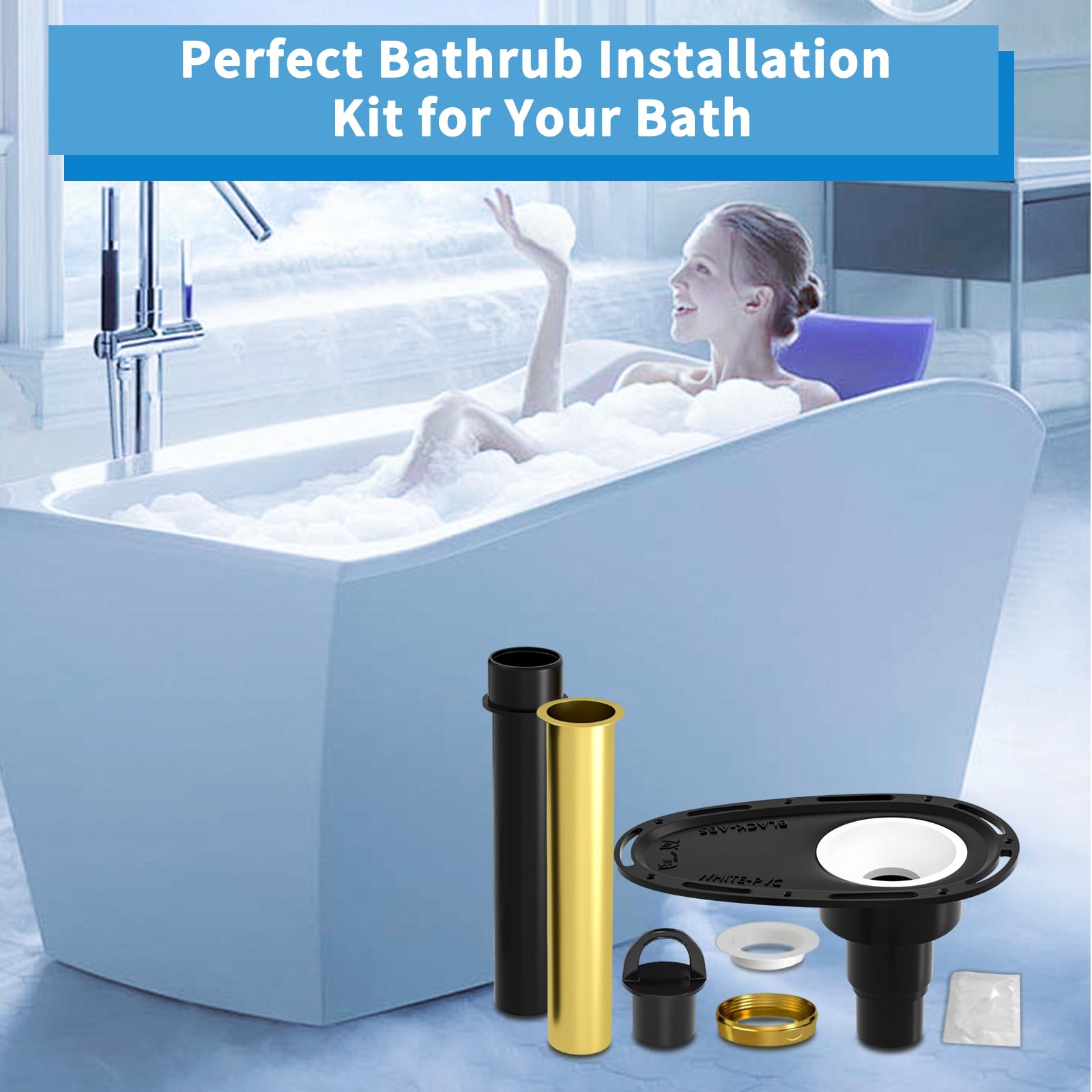 Freestanding Tub Drain Kit - Free Standing Tub Drain Rough-in kit for Freestanding Bathtub with Brass Pipe and ABS Pipe