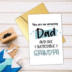 Qiliji Father's Day Card for Grandpa, Happy Father's Day Card from Kid, Grandpa Birthday Card, You Are An Amazing Dad And One Incredible Grandpa