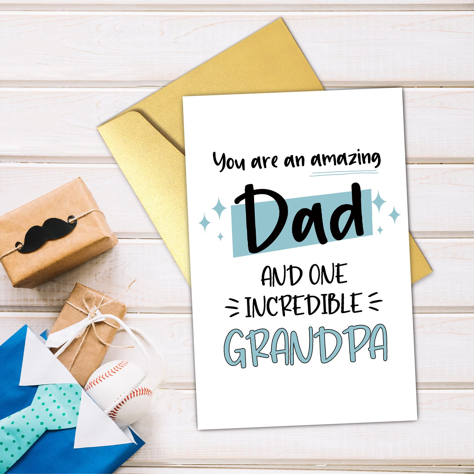 Qiliji Father's Day Card for Grandpa, Happy Father's Day Card from Kid, Grandpa Birthday Card, You Are An Amazing Dad And One Incredible Grandpa