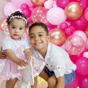 Pink Balloon Arch Garland Kit142 Pcs, Pink Balloon Garland Kit Metallic Rose Gold Confetti Balloons for Birthday Wedding valentines day Party Decorations.