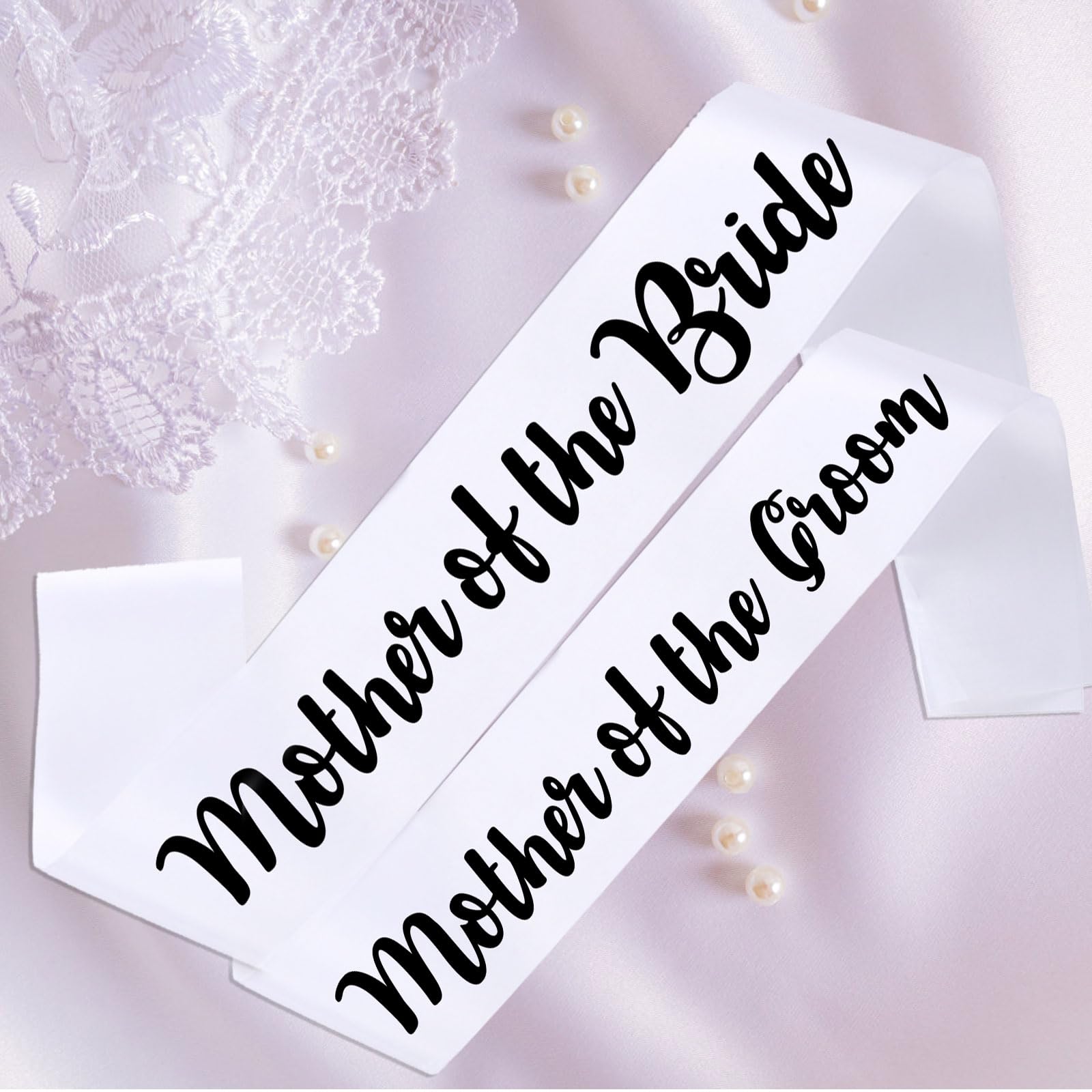 Mother of the Bride Sash and Mother of the Groom Sash, Black Bachelorette Party Sashes for Bridal Shower Supplies Wedding Accessories for Mother