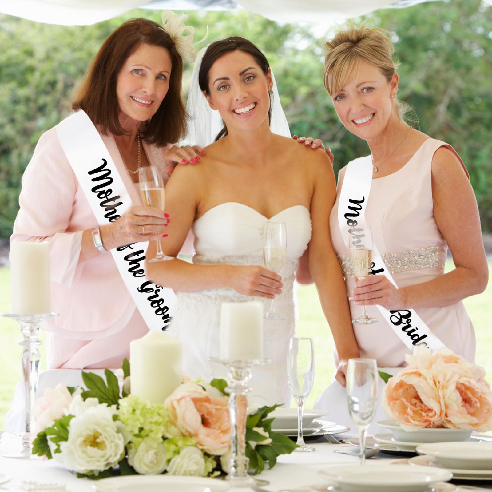 Mother of the Bride Sash and Mother of the Groom Sash, Black Bachelorette Party Sashes for Bridal Shower Supplies Wedding Accessories for Mother