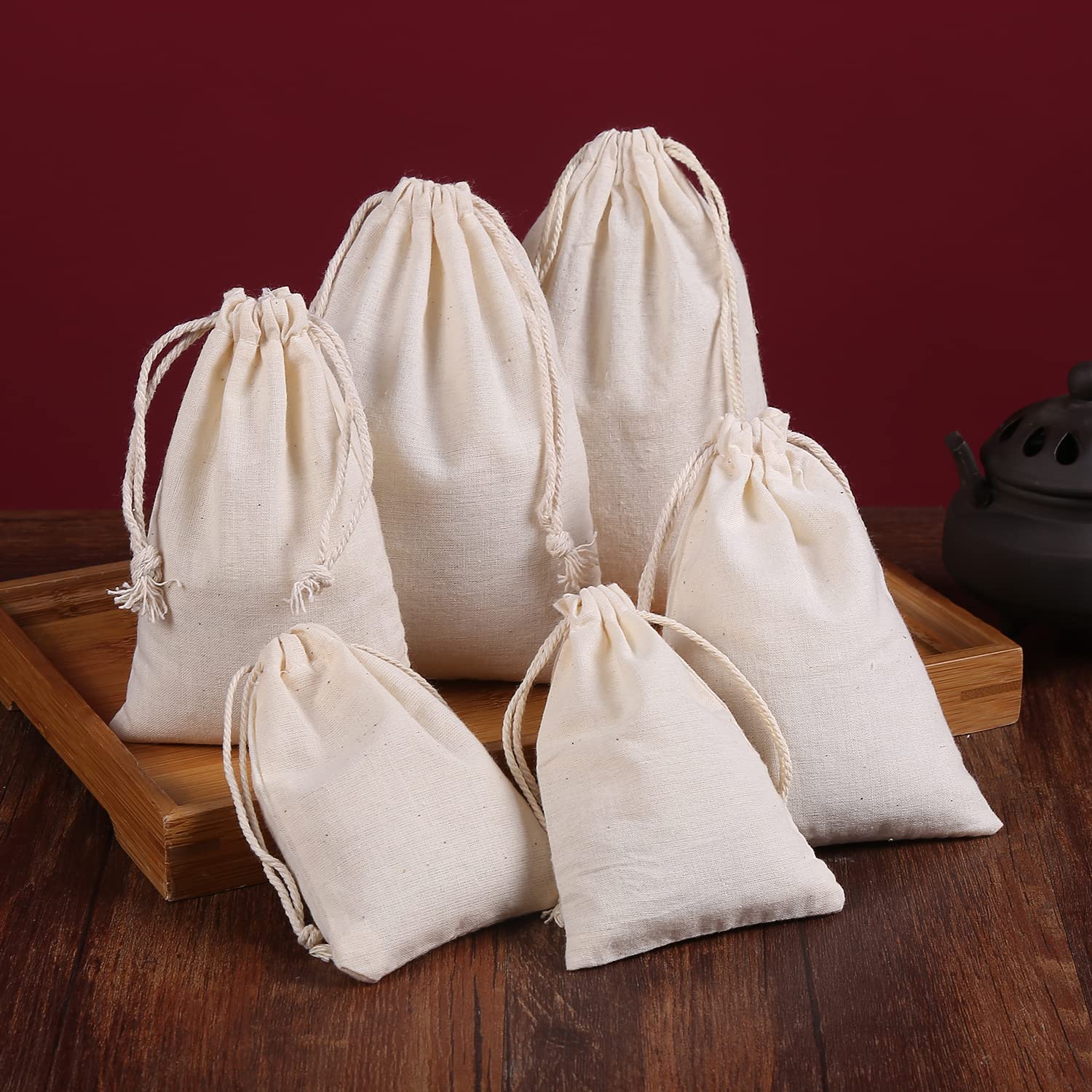 AUCIWLK 50 Pieces Muslin Bags Cotton Drawstring Bags Sachet Bag for Home Supplies fabric bags…