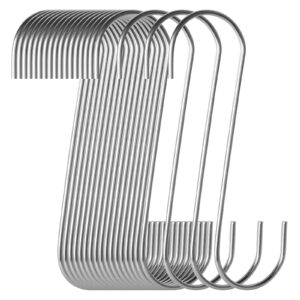 HTBMALL 20-Pack S Hooks - Stainless Steel Heavy Duty S Hooks for Hanging pots, Pans, Plants, Coffee Mugs, Towels in Kitchen and Bathroom, Coat, Bag, Work Shop, Perfect Rack Hooks