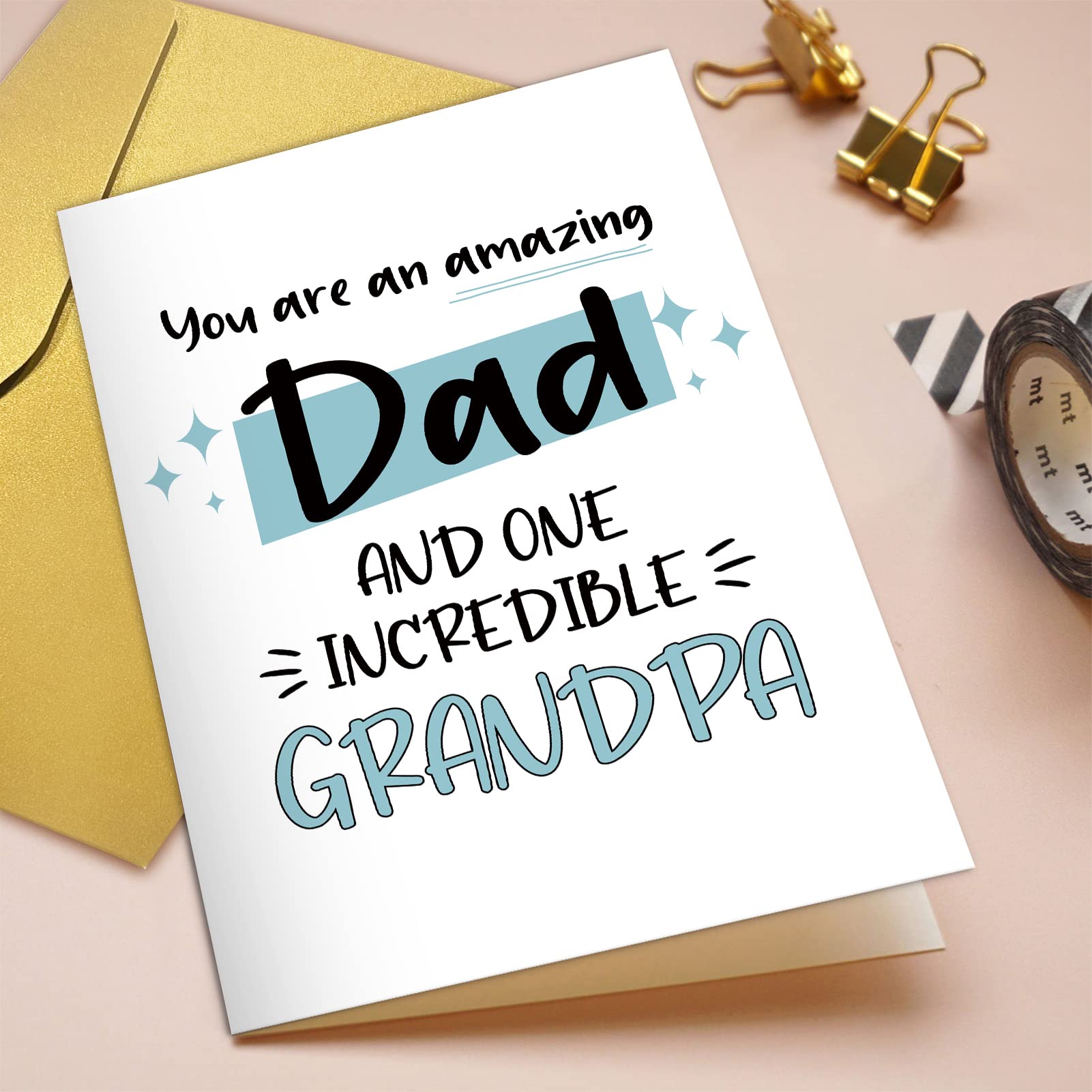 Qiliji Father's Day Card for Grandpa, Happy Father's Day Card from Kid, Grandpa Birthday Card, You Are An Amazing Dad And One Incredible Grandpa