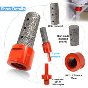 3PCS Diamond Beveling Chamfer Bits Set, Diamond Drill Bits for Ceramic with 5/8"-11 Drill Adapter, Tile Drill Cone Grinder Bit for Existing Holes Enlarging, Trimming, Orange