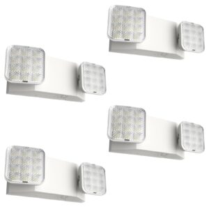 freelicht 4 pack led emergency lights for business, with battery backup, two head adjustable led emergency square lighting, ul 924 certified