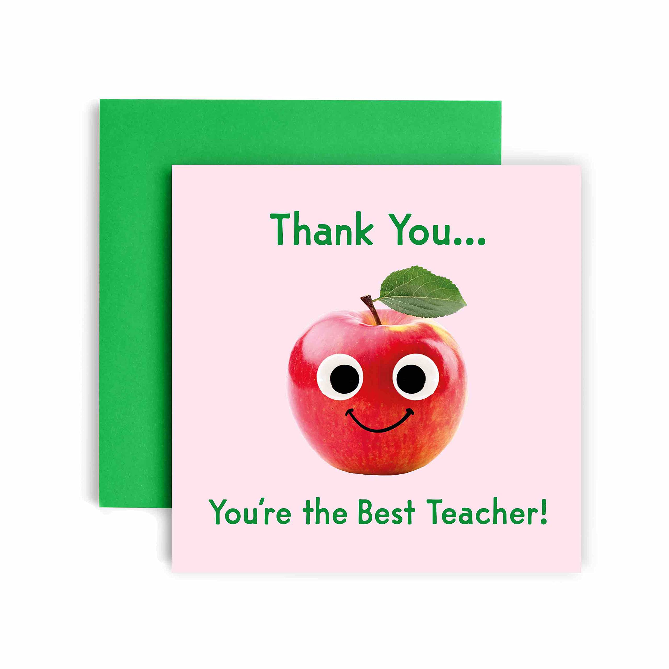 Huxters Thank You Cards for Teacher – Best Teacher Apple Teacher Thank you Card for end of Term Gift Birthday Card for Teacher – Funny Birthday Card