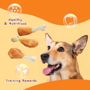 Jungle Calling Dog Treats, Chicken Wrapped Calcium Dog Bones, Rawhide Free Dog Chews, Chewy Dog Training Treats, 6 oz