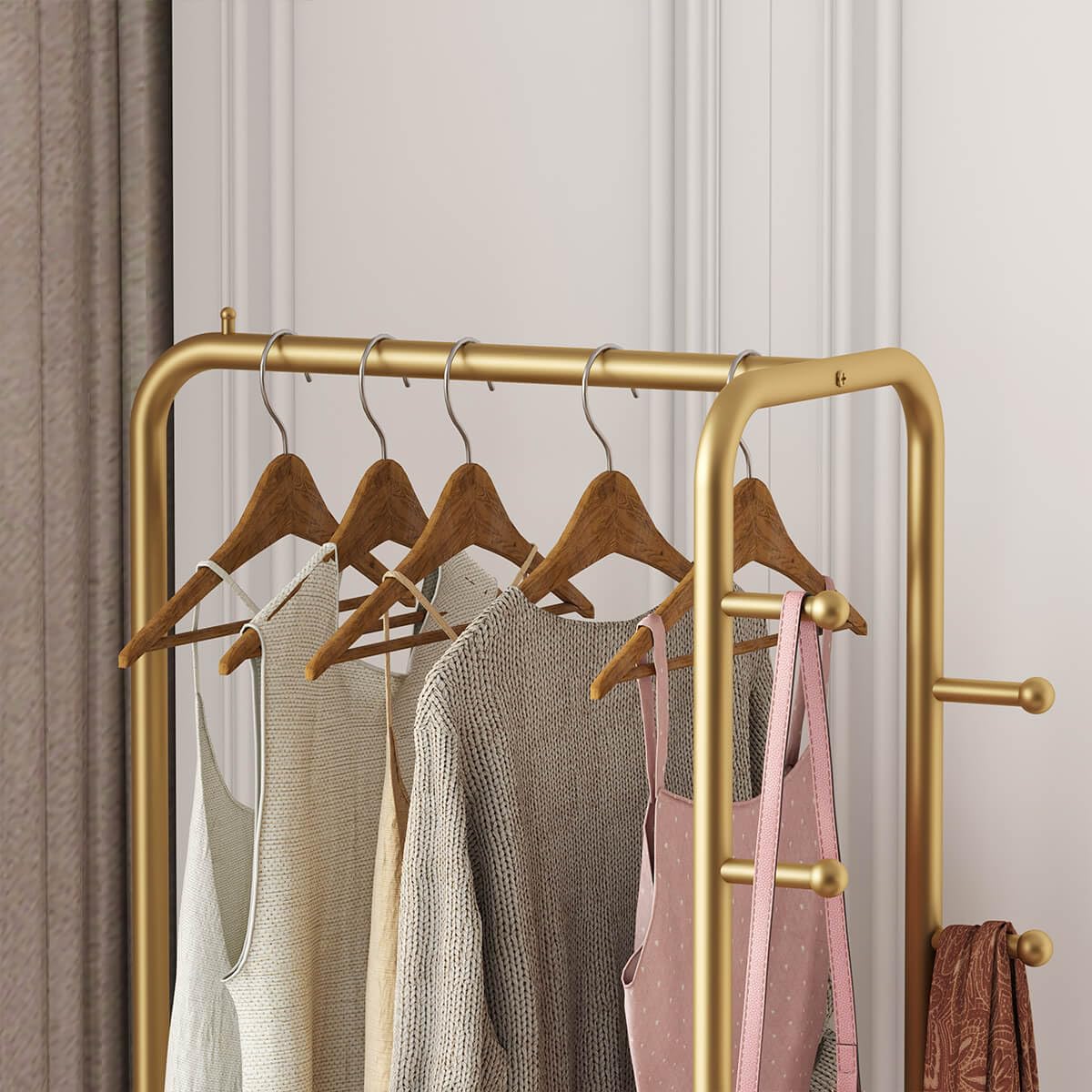 LBSLMJB Gold Metal Clothing Rack for Hanging Clothes Rack, Marble Base Heavy Duty Garment Racks for Organizer Hanging Clothes, Coats, Bag, Skirts, Shirts