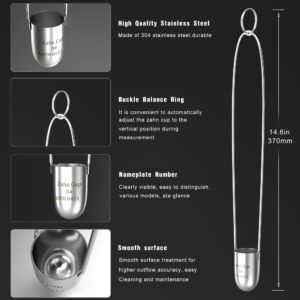 Viscosity Cup No. 3 Zahn Cup, 3 Viscometer Dip Type 44ml Viscosity Cup for Paint Sprayer, Stainless Steel Flow Cup for Oil Paint Finishes Honey Sauce