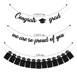 Tinbax Graduation Decorations Class of 2023 Party Supplies - Congrats Grad, We are So Proud of You Banner and K-12th Grade Graduation Photo Banner (Pre-Strung)