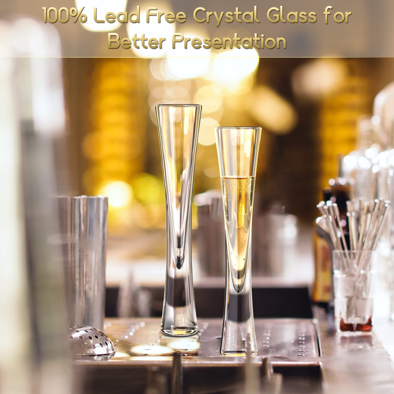 NUTRIUPS Hand Blown 5oz-2 Pack Champagne Flutes Glasses, Clear Crystal Glass Champagne Glasses