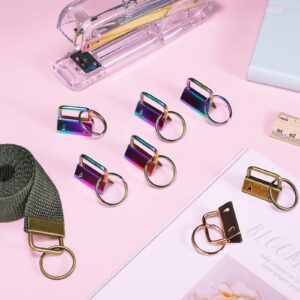 Tenare 180 Pcs Key Fob Hardware 6 Colors Keychain Fob Wristlet Hardware with Key Ring Key Fob Chain Hardware 1 Inch (180 Pcs)