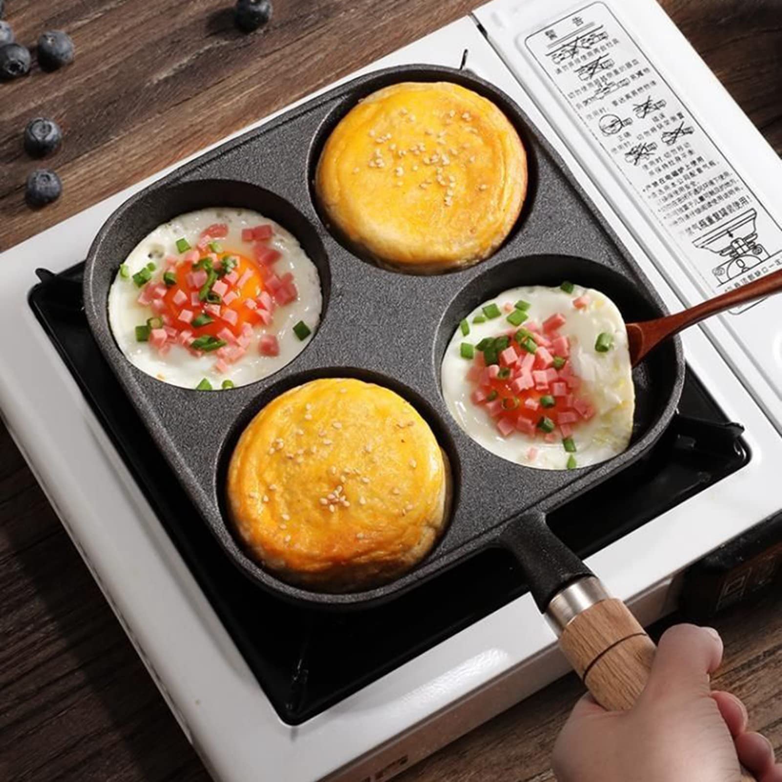 Egg Frying Pan Nonstick 4 Cups Pancake Pan Easy Clean Egg Cooker Omelet Pan for Breakfast, Plett, Crepe Pan, Suitable for Induction Cooker Electric Ceramic Stove