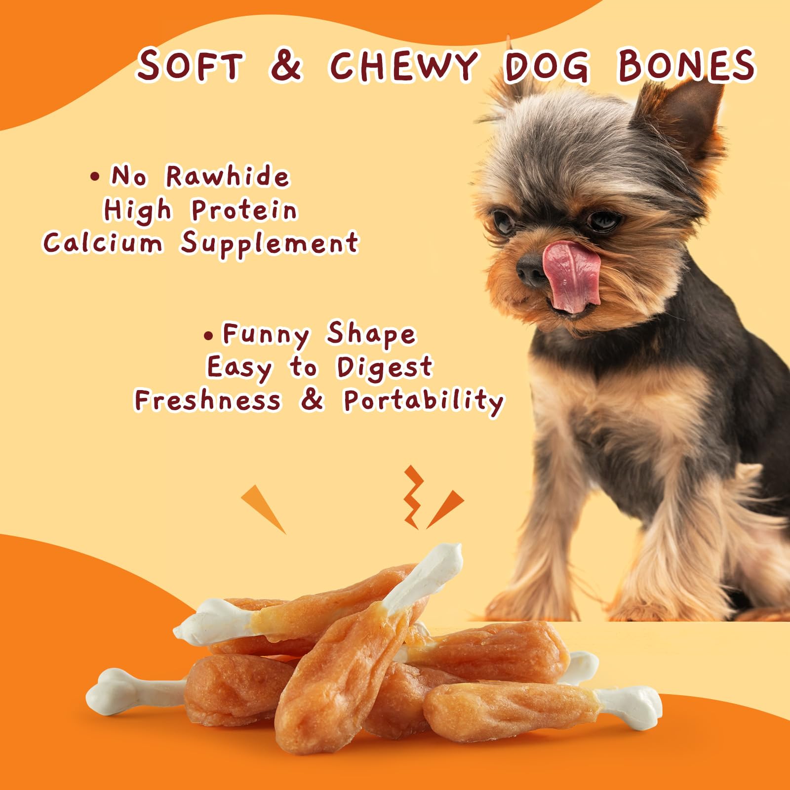 Jungle Calling Dog Treats, Chicken Wrapped Calcium Dog Bones, Rawhide Free Dog Chews, Chewy Dog Training Treats, 6 oz