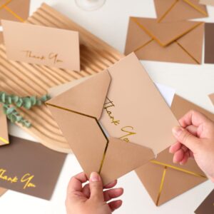 Heavy Duty Thank You Cards with Envelopes - 36 PK - Gold Thank You Notes 4x6 Inches Baby Shower Thank You Cards Wedding Thank You Cards Small Business Graduation Funeral Bridal Shower (Brown)