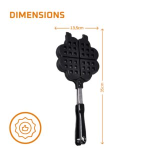 Bruntmor Stovetop Waffle Pan Set of 1 - Cast Iron Waffle Pan Maker for Pancakes, Puffs, and Waffles - Non-Electric Stovetop Griddle Panwaffle for Gas Stove - Dishwasher Safe & Non Stick Cookware