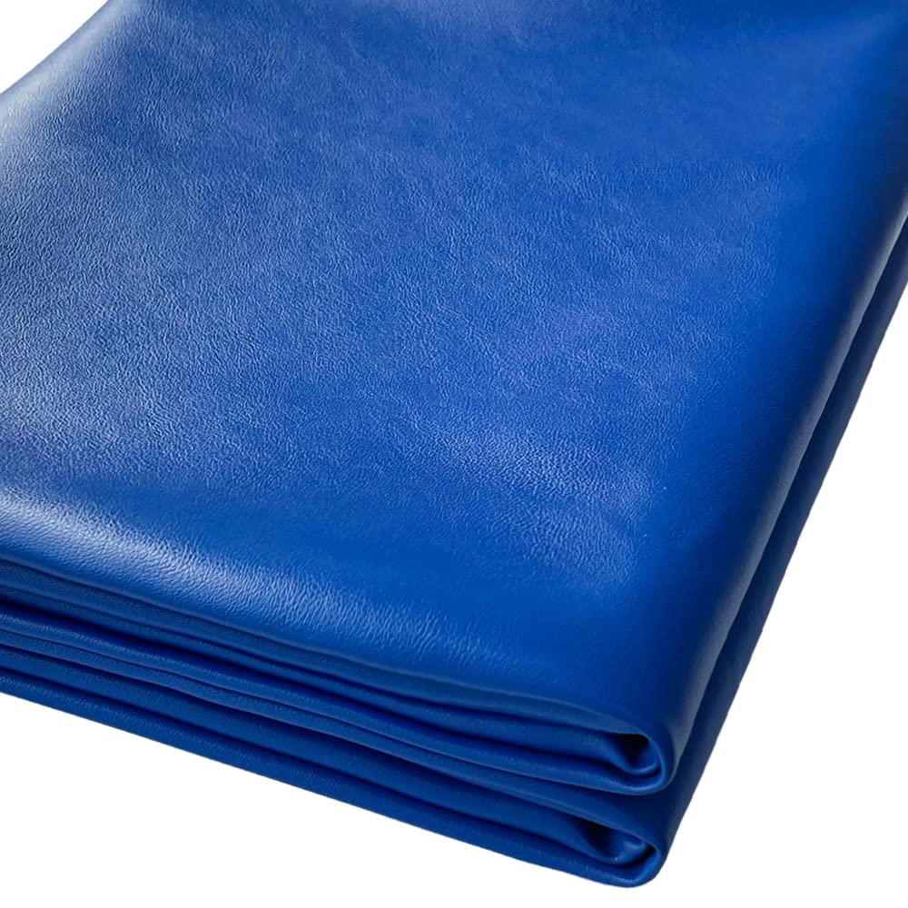 Faux Leather Fabric 1 Yard 54" x 36" Soft Solid Color Crafts Material 0.9mm Thick Perfect for Upholstery Covers, Bags, Leather Clothing and Accessories (Blue)