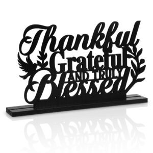 geetery inspirational table art thankful grateful and truly blessed wooden sign inspirational home table decoration motivational table centerpieces for home kitchen office faith gifts