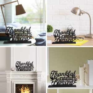 Geetery Inspirational Table Art Thankful Grateful and Truly Blessed Wooden Sign Inspirational Home Table Decoration Motivational Table Centerpieces for Home Kitchen Office Faith Gifts