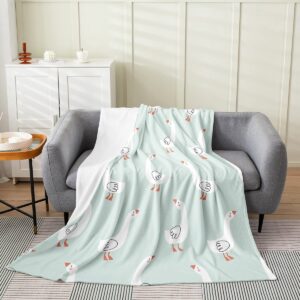 erosebridal cute goose bed blanket for kids child,cartoon hand drawn goose pattern throw blanket 40x50 inch,farm style duck animal fleece blanket,country wildlife flannel blanket for chair