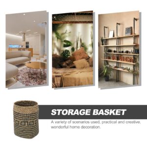 Cabilock Wastebasket Egg Storage Basket Wardrobe Baskets Wicker Waste Basket Sundries Basket Clothes Basket Office Trash Cans Convenient Waste Basket Straw Rope Floor Child Small Trash Can