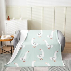 Erosebridal Cute Goose Bed Blanket for Kids Child,Cartoon Hand Drawn Goose Pattern Throw Blanket 40x50 inch,Farm Style Duck Animal Fleece Blanket,Country Wildlife Flannel Blanket for Chair