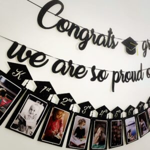 Tinbax Graduation Decorations Class of 2023 Party Supplies - Congrats Grad, We are So Proud of You Banner and K-12th Grade Graduation Photo Banner (Pre-Strung)