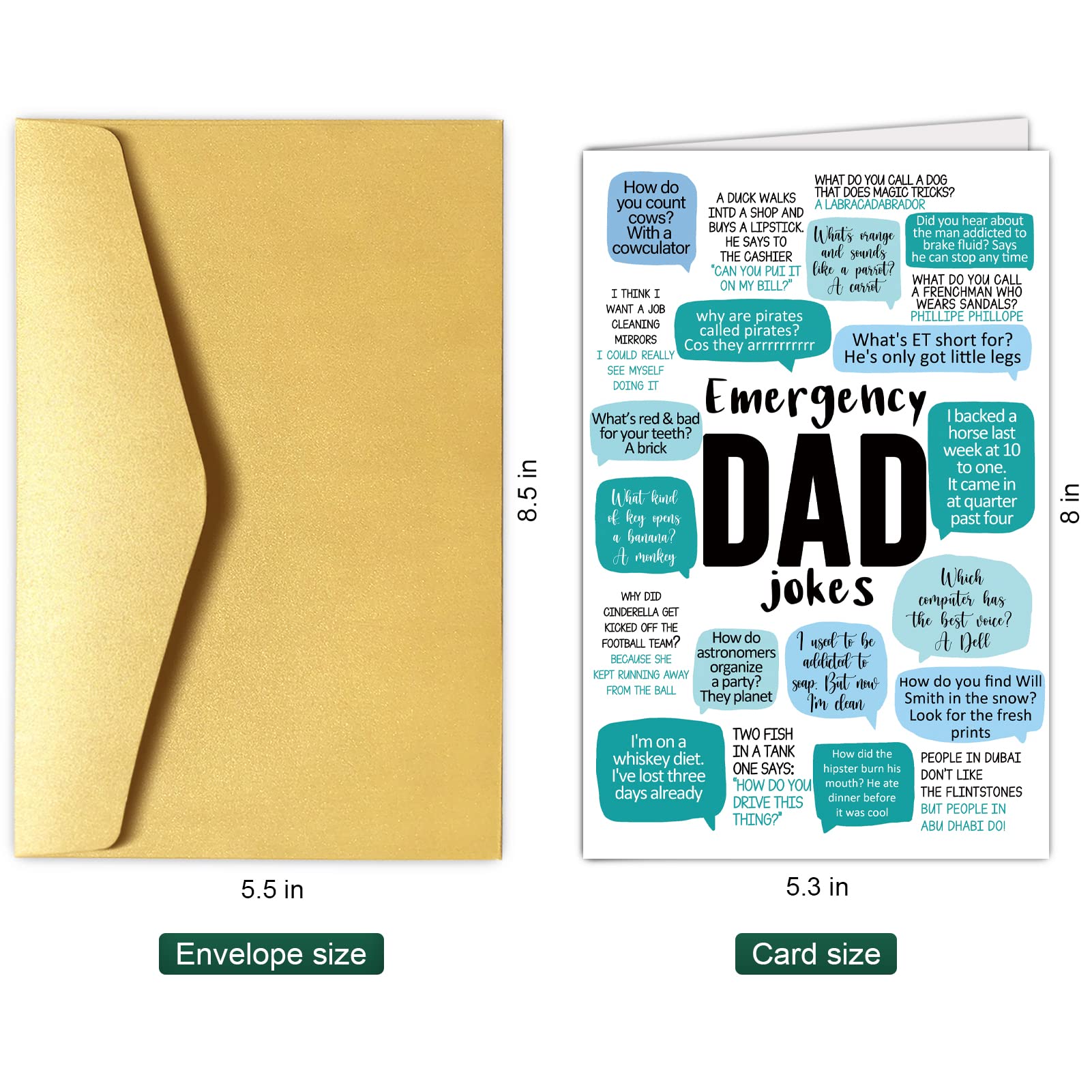 Chenive Funny Father's Day Card for Dad, Humorous Dad Birthday Card, Joker Greeting Card, Emergency Dad Jokes Card