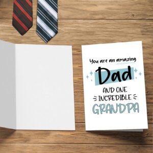 Qiliji Father's Day Card for Grandpa, Happy Father's Day Card from Kid, Grandpa Birthday Card, You Are An Amazing Dad And One Incredible Grandpa