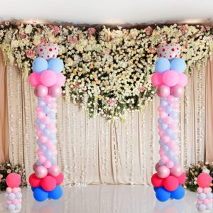 Miliocry Balloon Column Stand Kit Set of 2, 6.6 Feet Adjustable Balloon Arch Stand Tower Pillar with Base Reusable Metal Telescopic Poles for Birthday Wedding Baby Shower Graduation Party Decoration