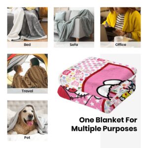 Kawaii Blanket for Kids & Adults, Ultra-Soft Cozy Flannel Fleece Throw Blankets, Smooth Warm Fuzzy Plush Blankets for Sofa Bed 60"x50"