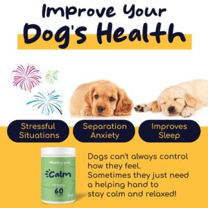 Calming Chews for Dogs with Melatonin - 60 Delicious Soft Treats for Dog Anxiety Relief for Large and Small Dogs - Includes Chamomile, Thiamine, L-Tryptophan - Promotes Rest and Relaxation