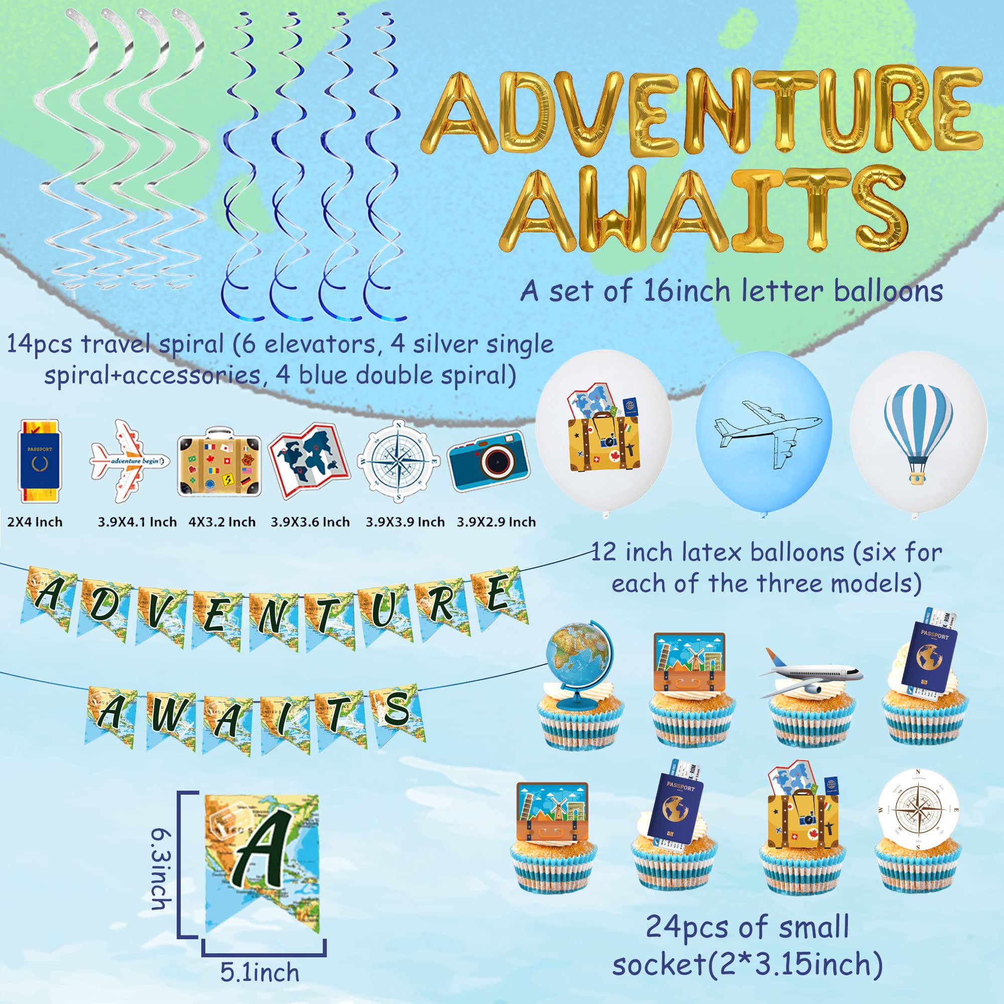 JeVenis Adventure Awaits Party Decoration Lets Travel Begin Party Decoration Travel Baby Shower Decoration Travel Theme Graduation Decoration Farewell Retirement Party Decoration